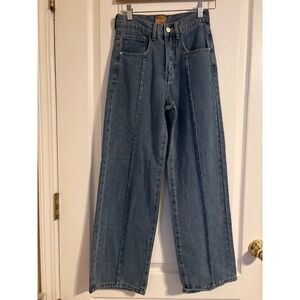 Bench Wide Leg Jeans Women Size S Blue Excellent Seam Front High Rise Denim